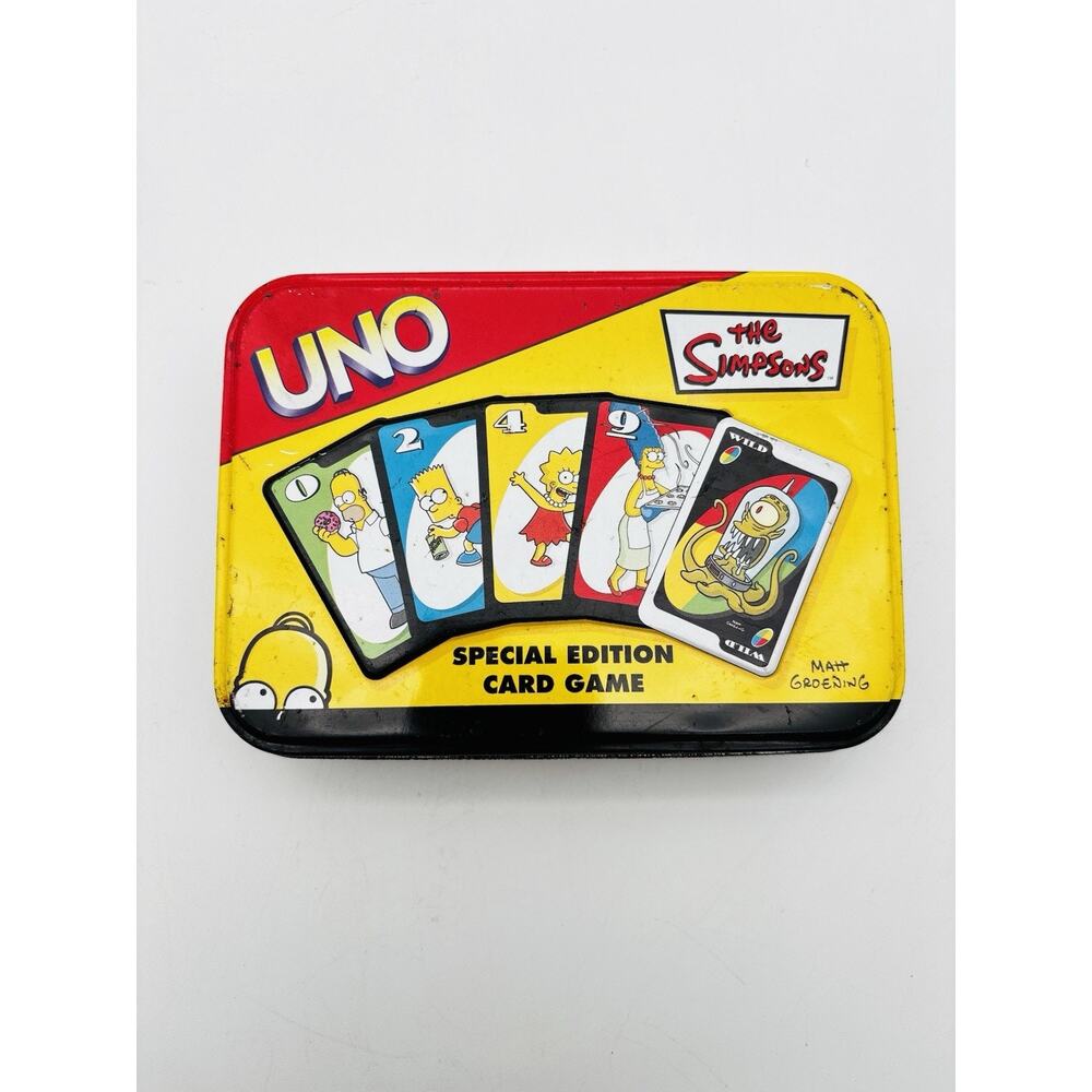 2003 The Simpsons UNO Card Game Special Edition Tin Mattel 112 Cards Complete
